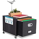 BIRDROCK HOME Rolling File Cabinet – Decorative Storage Shelf w/Removable Bins, Handles, and Wheels – Organize Files, Books, Toys, Under Desk Office Solution, Modern Design - 1 Lateral Drawer, Gray