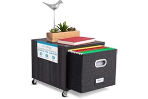 BIRDROCK HOME Rolling File Cabinet – Decorative Storage Shelf w/Removable Bins, Handles, and Wheels – Organize Files, Books, Toys, Under Desk Office Solution, Modern Design - 1 Lateral Drawer, Gray