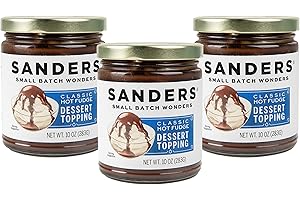 Sanders Classic Hot Fudge Topping 10oz Jar (3-Pack) - Premium Ice Cream Topping, Gluten-Free Chocolate Sauce - Perfect for Cakes, Ice Cream & More - New Wider Jar
