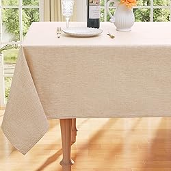 smiry Rectangle Faux Linen Table Cloth, Waterproof