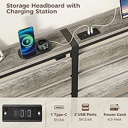 Rolanstar Bed Frame King Size with USB Charging