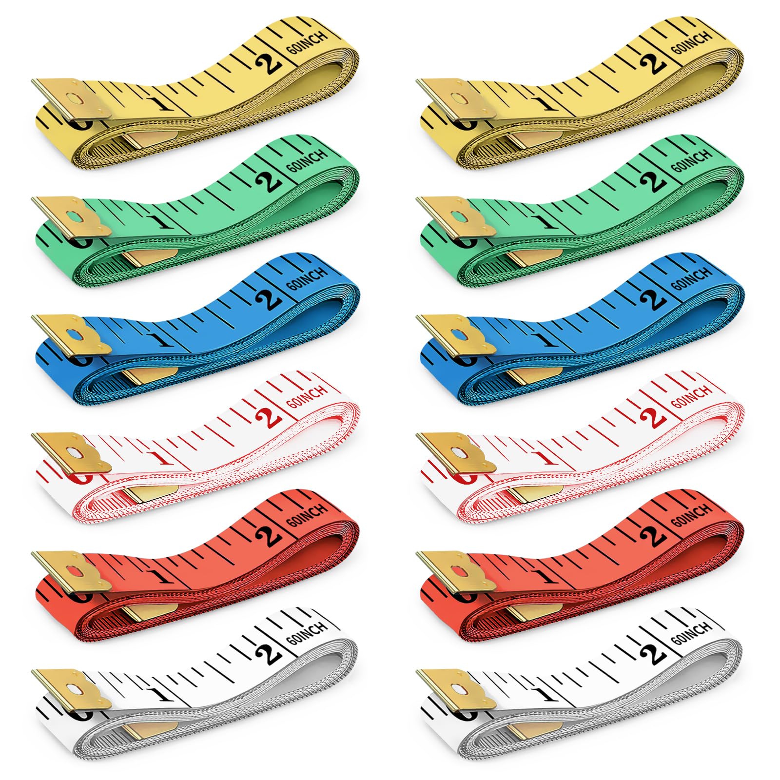 12Pcs Multi-Function 2-Sided Measuring Tape Set: 60 Inches/150 cm, Precise Dual-Scale Design Tape Measures for Weight Management, Sewing, Tailoring, and Various Measuring Needs