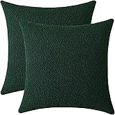 Jeneoo Hunter Green Decorative Square Thick Throw Pillow Covers Fine Textured Boucle Couch Cushion Cases for Livingroom Sofa Decor, Set of 2, 18 x 18 Inch