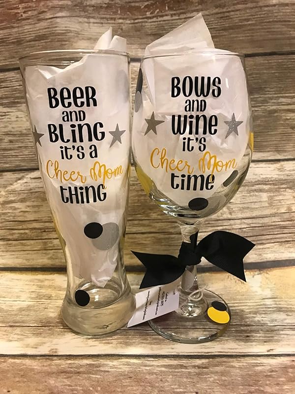 Cheer Mom Wine Glass, Cheer mom beer glass, Cheer Mom gift