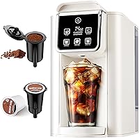Hot & Iced Coffee Maker with Bold Setting, Single Serve Coffee Maker for K Cup and Grounds, 6-14 Oz Brew Sizes, 50 Oz Removab