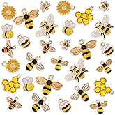 Yuanchu 30Pcs Honeycomb Bee Charms, Bee Charms Alloy Honeybee Charms Pendants Bulk Bee Keychain Accessories for DIY Necklace Bracelet Jewelry Making Earrings Bangle Crafting Making