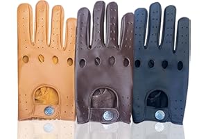 PRIME SPORTS Mens Real Soft Nappa Unlined Leather Driving Gloves -D513