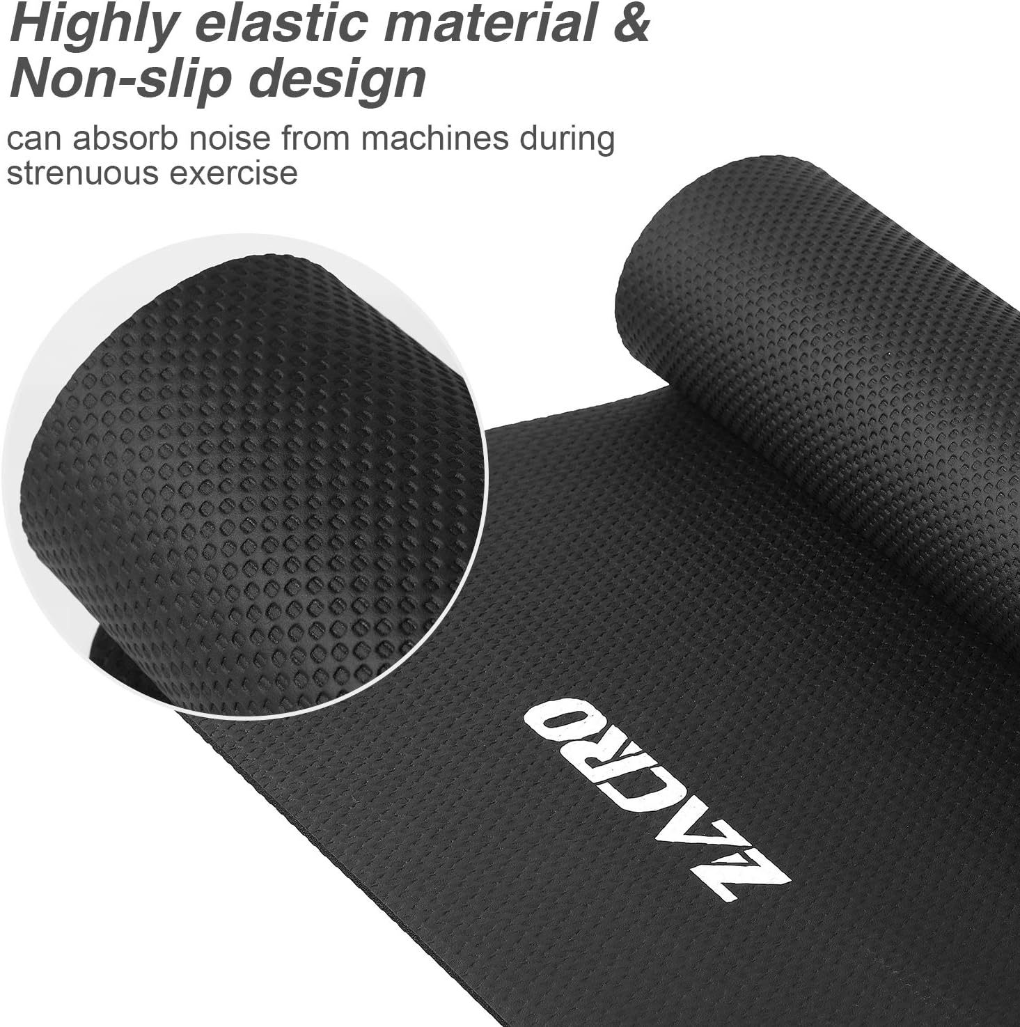 Zacro Protective Exercise Treadmill Mat - 5.9 x 2.46ft Heavy Duty Exercise Equipment and Treadmill Mats, Equipped with One Yoga Strap, Black : Sports & Outdoors