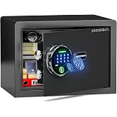 KornerBatl 20 lb Biometric Safe with Fingerprint Lock &amp; LED Light | 30 Fingerprint Storage, PIN Code Access, Backlit Keypad, Silent Entry, Type-C Emergency Power &amp; Removable Shelf