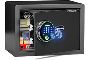 Smart Biometric safe with fingerprint lock (9.84"H x 9.84"D x 13.78"W), Small Safe Box with Silent Mode & Backlit Keypad & LE