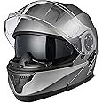 AHR Motorcycle Helmet Dual Visor Modular Flip up Full Face Helmet DOT Approved - AHR Helmet Run-M1 & M3 for Adult Motorbike Street Bike Moped Racing