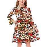 BesserBay Girls Christmas Party Bell Sleeve Pleated Twirl Dress Size 6-14 Years