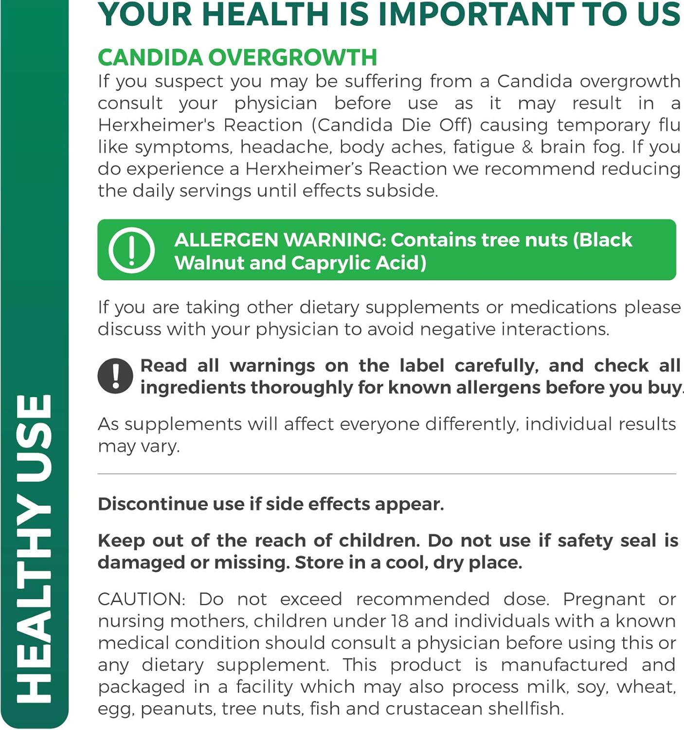 Candida Complex - 120 Capsules (Non-GMO) Extra Strength - Powerful Yeast & Intestinal Flora Support with Caprylic Acid, Oregano Oil and Probiotics - Support Supplement: Health & Personal Care