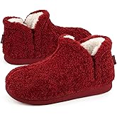 FamilyFairy Bootie Slippers for Women Warm House Shoes Memory Foam Indoor Outdoor Fuzzy Boots with Rubber Sole