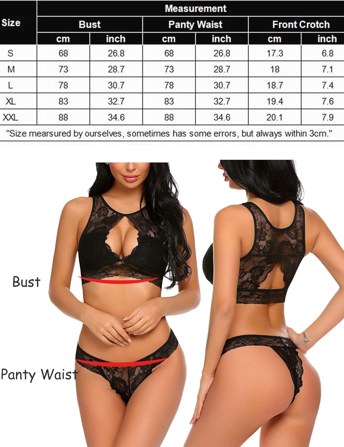 ADOME Women Sexy Lingerie 2 Piece Lace Babydoll Bra and Panty Sets Mini Sleepwear at  Women’s Clothing store