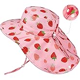 HONGTEYA Baby Toddler Sun Hat Summer Adjustable Bucket Hats with UPF 50+ Wide Brim for Kids Boys Girls 1-12 Years