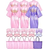 Sintuff 24 Pcs Girls Spa Birthday Party Supplies for 6-12 Years Girls Robes Sleepover Party Supplies Kids Robes Slumber Bulk(Size 10,Purple Birthday)