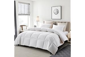 Serta Goose Feather Down Fiber Cotton Comforter King Size - 100% Cotton Duvet Insert - Hotel Luxury Hypoallergenic Bedding Comforter All Season Medium Warmth 106 x 90 Inch White