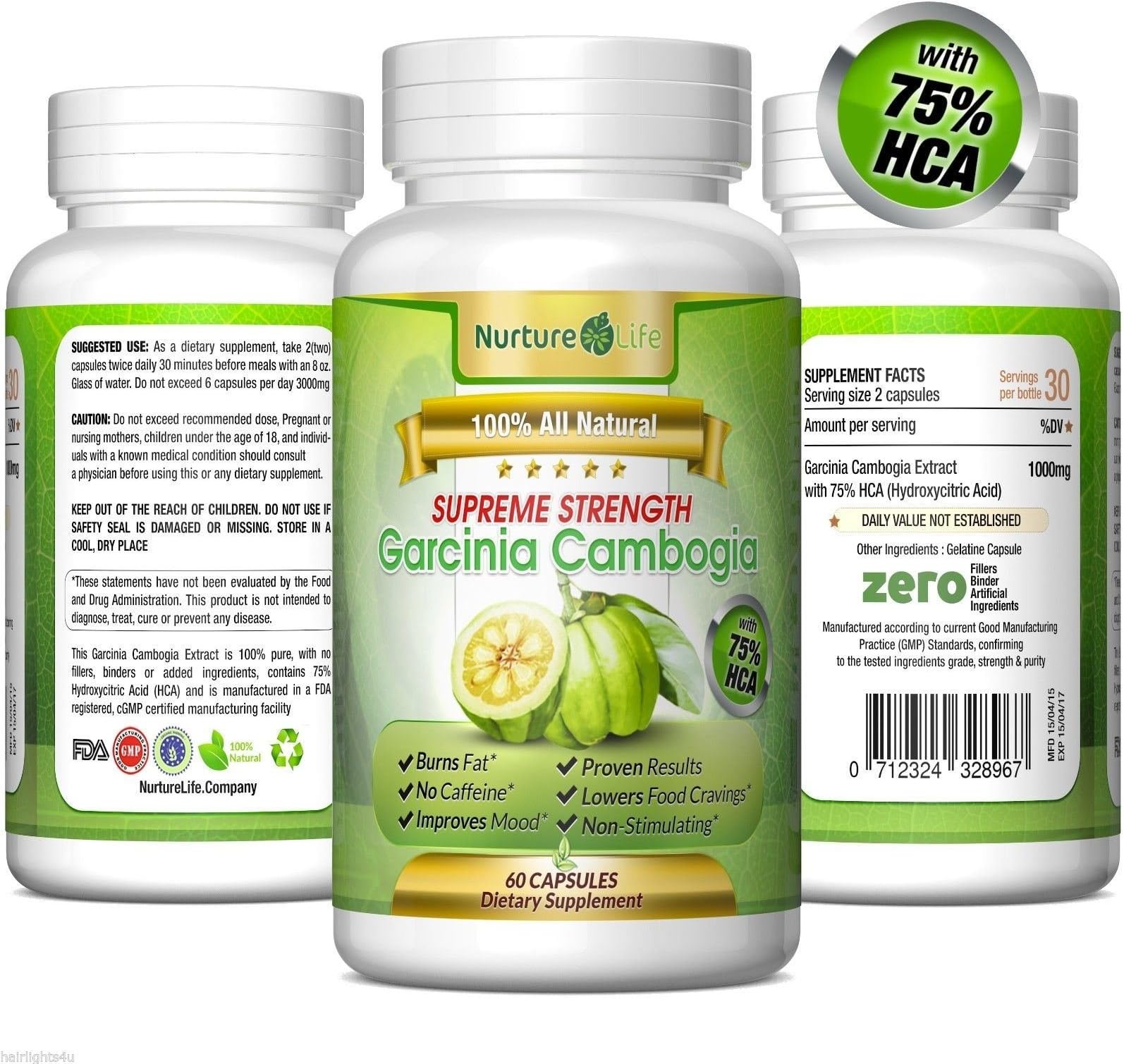 Ultra Pure Garcinia Cambogia Extract 3000mg Daily Natural Weight Loss 75% HCA