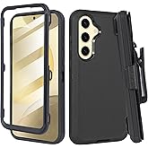 Thousandgear Compatible for Samsung Galaxy S25 Plus Case, Screenless, Rugged & Durable, with Port Protection, Includes Belt Clip Holster Clip Kickstand (Black)