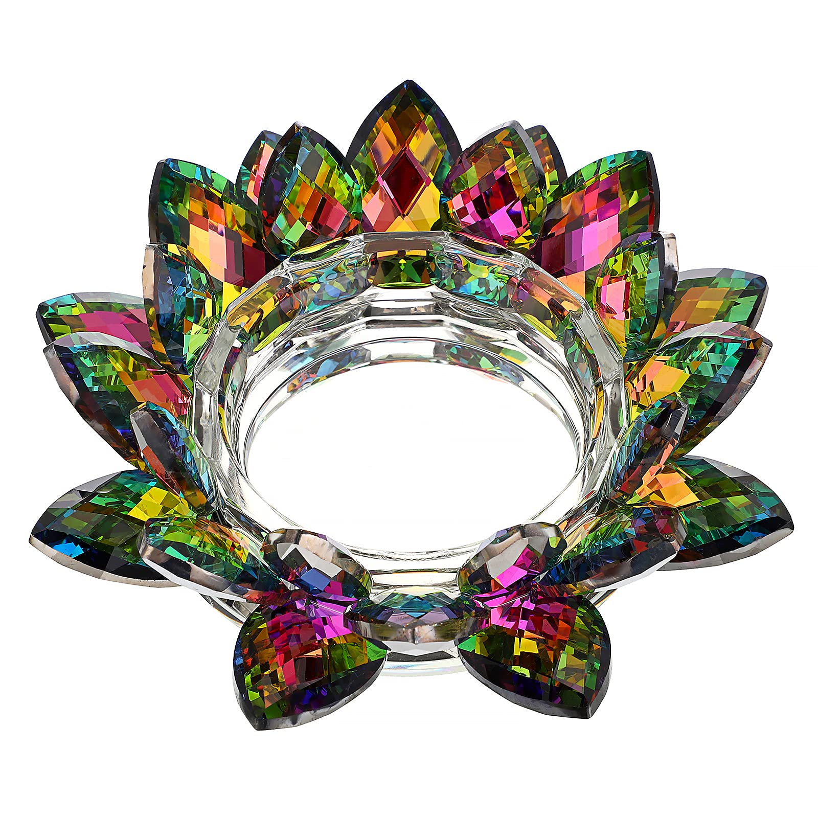 SUMTREE Decorative Candle Tealight Holder Crystal Flower Lotus Candle Holder For Votive or Pillar Candle up to 3" wide Colorful