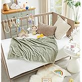 Geniospin Fleece Throw Blanket, 280GSM Extra Soft Lightweight Blanket with Strip, Plush Fuzzy Cozy Blankets and Throws for Couch, Bed, Sofa Cozy, Warm and Breathable (Sage Green, 30x40 inches)