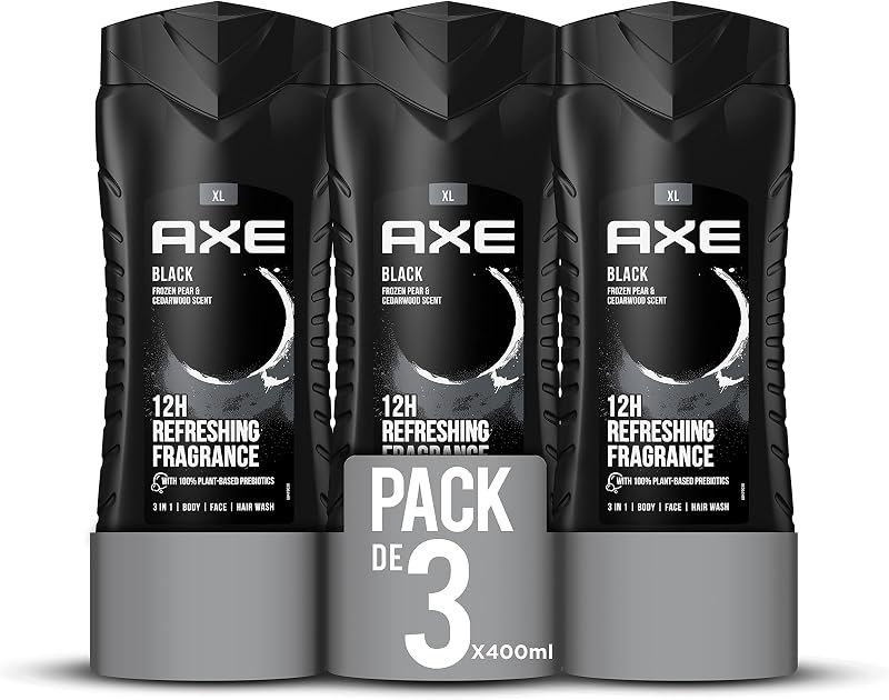 Gel de banho axe masculino preto 400ml - embalagem de 3