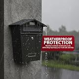 ZENO Post Box Wall Mounted Waterproof Large Outdoor Mailbox Lockable Black view 6