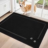 BEQHAUSE Dog Door Mat for Muddy Paws 32"x48" Dirt Trapper Absorbent Doormat Non Slip Entryway Rugs Washable Stain Resistant Welcome Floor Mat Soft Low-Profile for Front Back Door, Black
