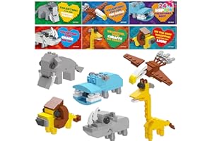 JOYIN 24 Packs Valentines Day Cards with Safari Animal Building Blocks for Gifts Party Favor, Classroom Exchange Prize, Valentine’s Greeting Cards