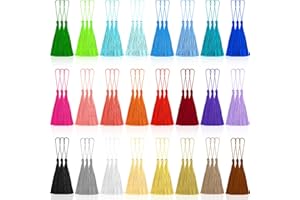 NEBURORA 120 Pcs Bookmark Tassels Bulk 13cm/5 Inch 24 Colors Silky Handmade Soft Mini Tassel with Loops for Crafts Jewelry Keychain Making DIY Projects