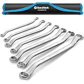 DURATECH 7-Piece Anti-slip Offset Box Wrench Set, Metric, 6-19mm | Bolt Extractor Wrench Set, 50-Degree Offset, CR-V Steel, With Rolling Pouch
