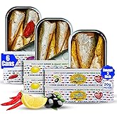 BELA Wild Caught Portuguese Sardines Variety Pack - (2) Tins Each of Piri Piri, Lemon, & Smoke Flavor | 4.25 Oz (Pack of 6) | High Protein, Hand Selected, Naturally Caught, Sea Salted, & Omega 3 Rich