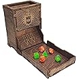 FOXBITE Dice Tower for Dungeons and Dragons - Wooden Laser-Etched DND Dice Roller, Portable & Collapsible with Tray