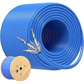 [UL Listed] Cable Matters 10Gbps 23AWG Shielded Cat 6A Cable, 1000ft, Blue | In-Wall CM Rated, S/FTP, Solid Bare Copper, for Keystone Jacks and Patch Panels, Cat6A Bulk Ethernet Cable