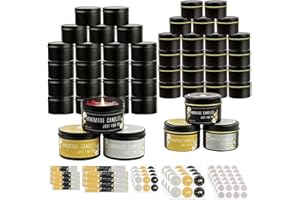 CONNOO 48 Pack Candle Tins - 24pcs 8oz + 24pcs 4oz Matte Black Jars with Lids for Making Candles, Bulk Empty Containers with Sticky Warning Labels for Candle Making, Storage, and Gift