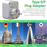 AUNNO UK to EU Plug Adapter PD 20W 2 USB 1 USB-C Grounded Type E/F view 2