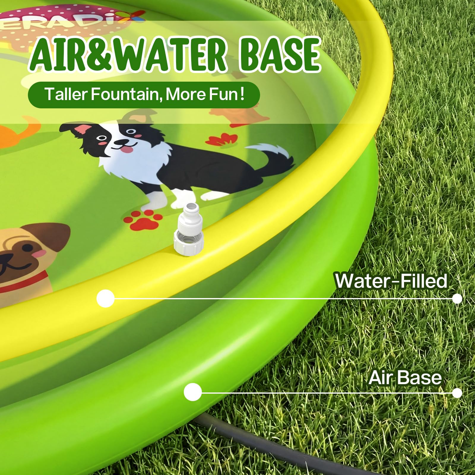 Peradix Splash Pad,Sprinkler Wasser-Spielmatte Anti-Rutsch Splash Play Matte Sommer Outdoor Garten Kinder Spielzeug Sprinklerpool für Baby Party Outdoor 3