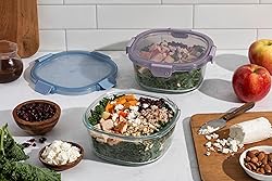 Ello Color Lock 7 Cup 4PC, 2 Pack Glass Meal Prep