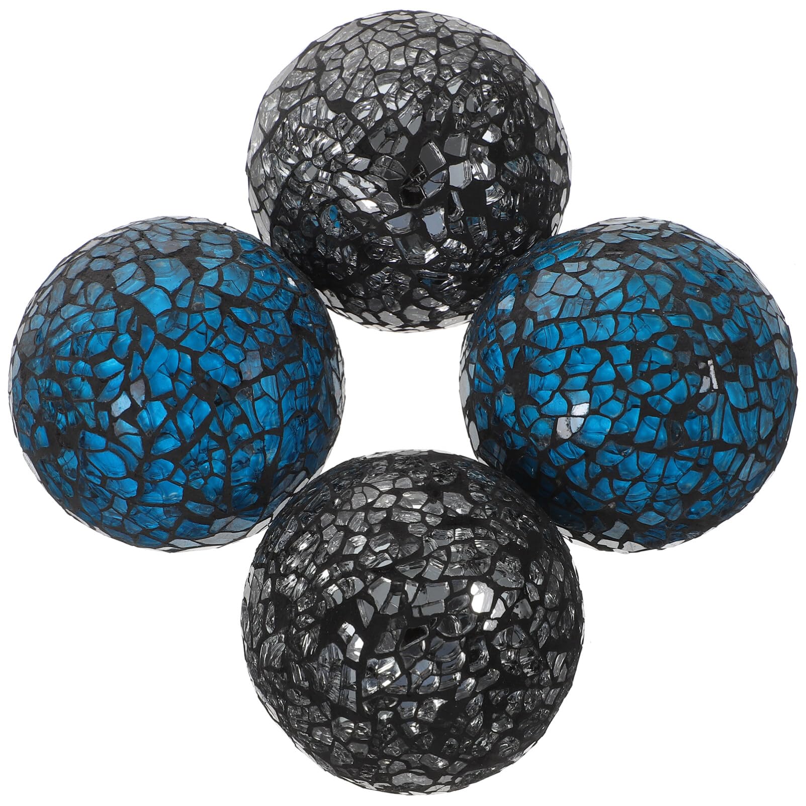 SEWACC 4pcs Ball Decorative Balls Cracked Ball Table Sphere Ball Decorative Orbs Balls Sphere Ball Ornament Decoration Ball Table Top Decor Sphere Round Glass