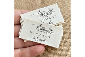 20pcs Personalized Organic Cotton Sewing Labels, Custom Fabric Tags For Handmade Items, With Signature Businesses(30x60mm)