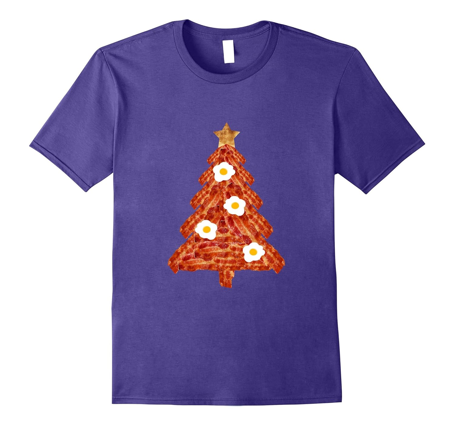 Christmas Tree T-Shirt Fried Eggs Bacon Toast Star Holiday-ANZ