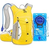 Hydration Backpack with 2L Water Bladder - Lightweight 15L Daypack with Phone-Sized Hip Belt Pockets, Anti-Chafe Cotton Edging & No-Bounce Straps - Small Water Backpack for Hiking, Running, Skiing