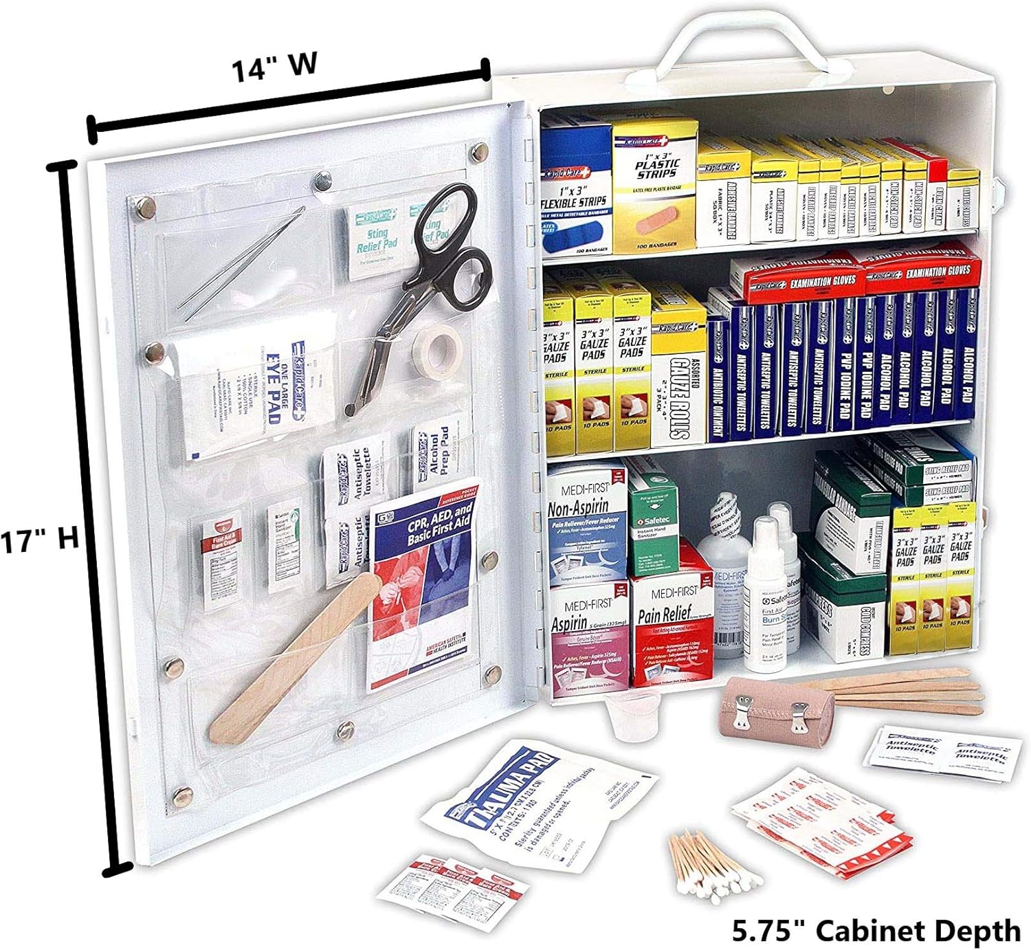 Rapid Care First Aid 80094 3 Shelf ANSI/OSHA Compliant All Purpose First Aid Cabinet, Wall Mountable, 800 Pieces: Home Improvement