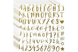 Waynoda Glitter Letter Stickers 810 Pieces 10 Sheets Alphabet Number Stickers,Self Adhesive Letters for Scrapbooking,Mailbox,Kitchen,Graduation Cap,Signs,Home,Business,Craft,Office(Gold, 1Inch)