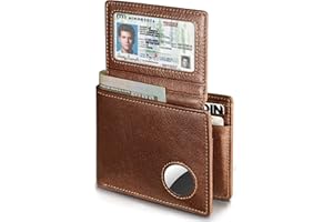 ARTPAXY Mens Wallet With AirTag Holder, Bifold Leather RFID Blocking 1-2 ID Windows 12-13 Card Holders, Gift Box and Screen Protector Included, AirTag Not Included