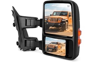 DWVO Towing Mirrors Fits 2008-2016 Ford F250/F350/F450/F550 Super Duty, Right Passenger Side Tow Mirror Power Heated, Telescoping, Folding, Turn Signal Lights