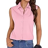 COUXILY Wrinkle-Free & Non-Iron Women's Sleeveless Button Down Shirts Blouses with Mulberry Silk Tank Casual Work Tops