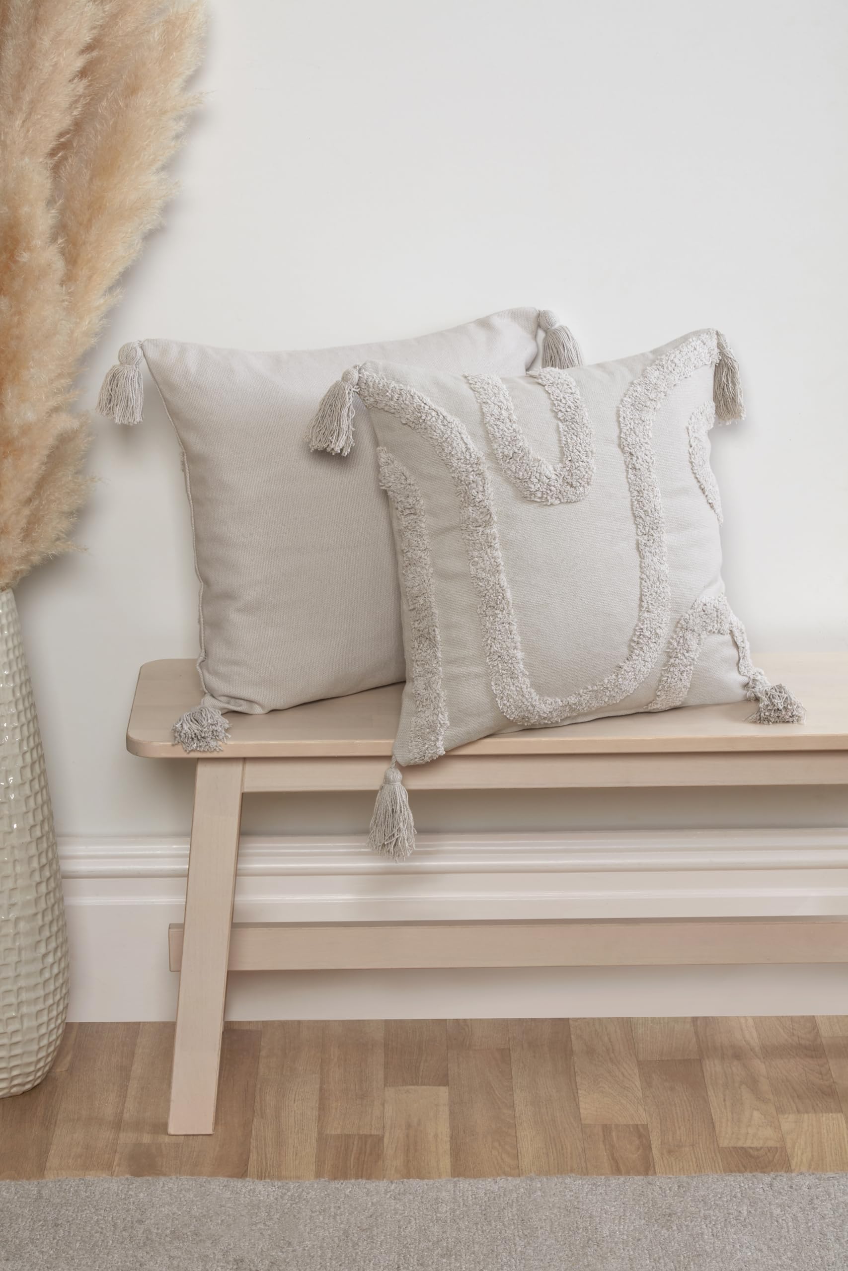 Rapport Home Tufted Cushion Cover - Cabana Style Grey Cushion Cover