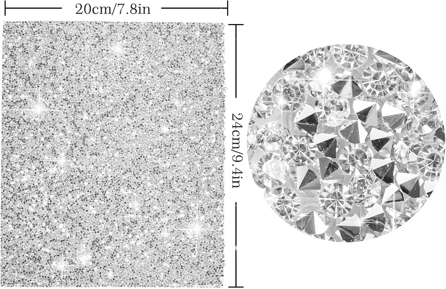 Whaline 12000Pcs Bling Crystal Rhinestones Sticker Sheet Self Adhesive Glitter Rhinestones Crystal Gem Stickers DIY Car Decoration Stickers for Phone Gift Crafts Silver White - Image 3
